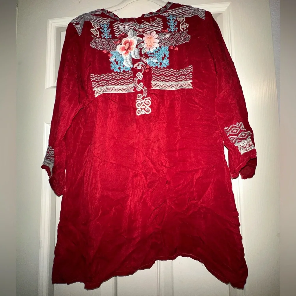 Johnny Was Marcia Blouse Red Alondra Embroidered size S - Picture 3 of 4